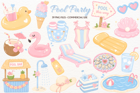 Download Pastel Summer Pool Party Clipart Beach - Art Collection