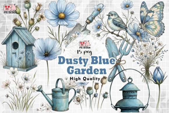 Download Dusty Blue Garden Clipart PNG - Art Collection