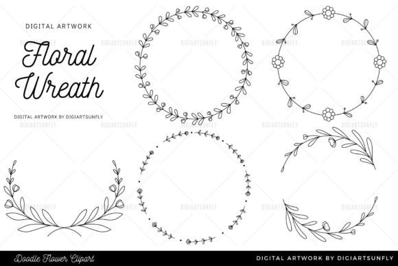 Download Flower Wreath Clipart/Hand Drawn - Art Collection