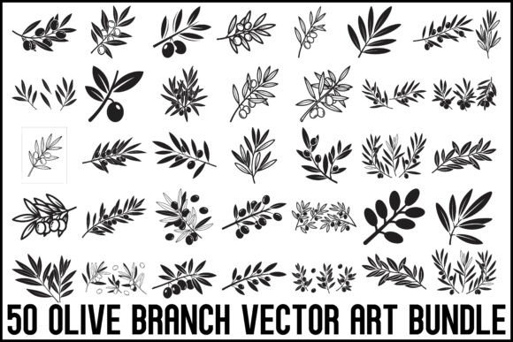 Download 50 Olive Branch Vector Art Bundle - Art Collection