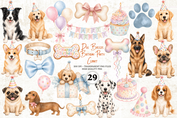 Download Dog Breeds Birthday Party Clipart - Art Collection