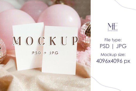 Download Double 5x7 Invitation Mockup Pink Disco - Pink Collection