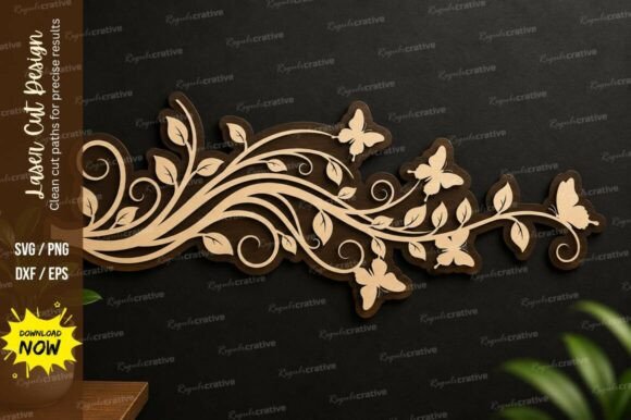 Download Floral Vine Border Laser Cut Svg File - Floral Collection