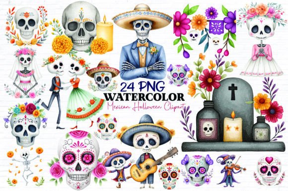 Download Watercolor Mexican Halloween Clipart - Art Collection
